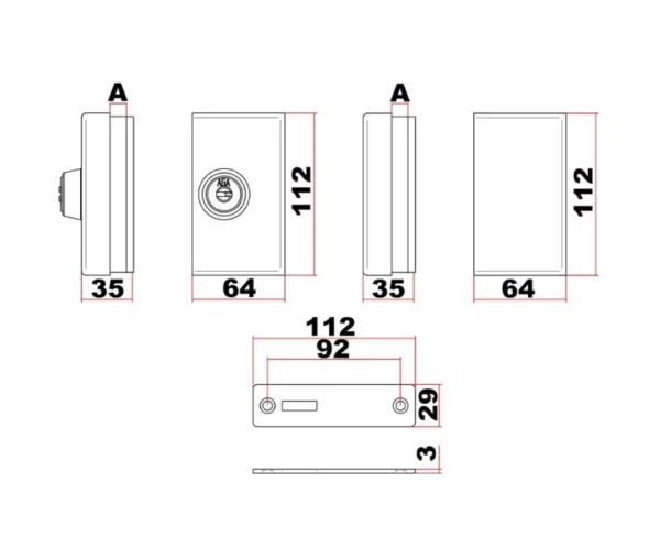 Cerradura para puertas correderas PIL (2) Cerradura para puertas correderas PIL